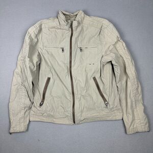 GAP Vintage Mens Medium Zip Front Bomber Jacket Beige Pockets Casual Travel